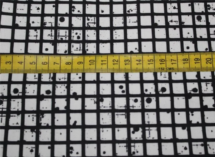 100% cotton lycra twill 60mm black and white colour plaids dots 58" wide [9432]
