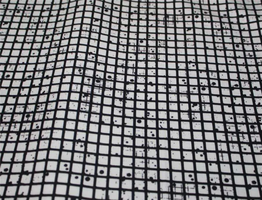 100% cotton lycra twill 60mm black and white colour plaids dots 58" wide [9432]