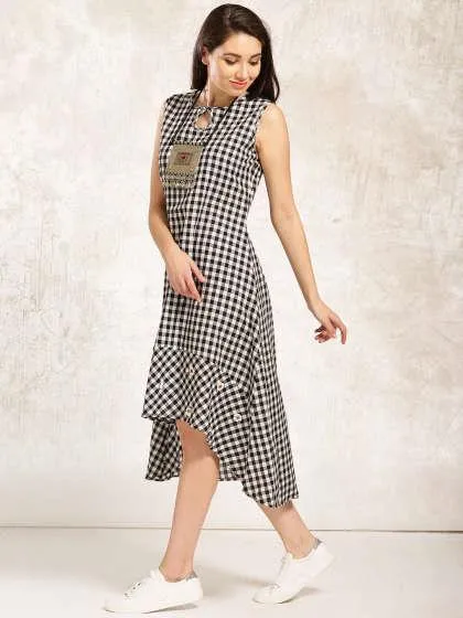 100% cotton lycra twill 60mm black and white colour plaids dots 58" wide [9432]