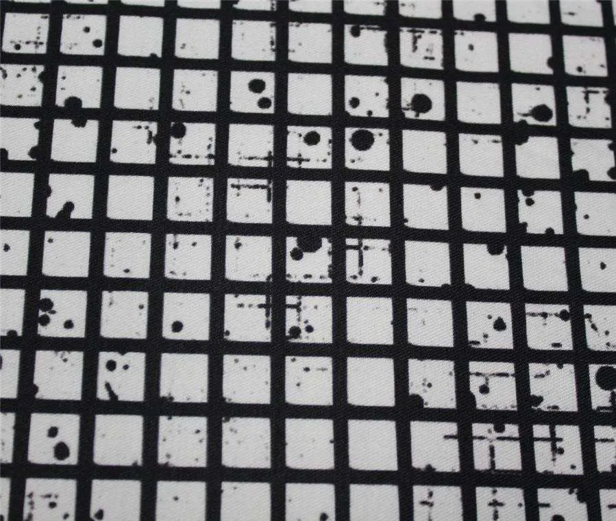 100% cotton lycra twill 60mm black and white colour plaids dots 58" wide [9432]