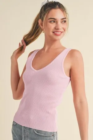 Aemi   Co Ribbed Wide Strap Knit Tank