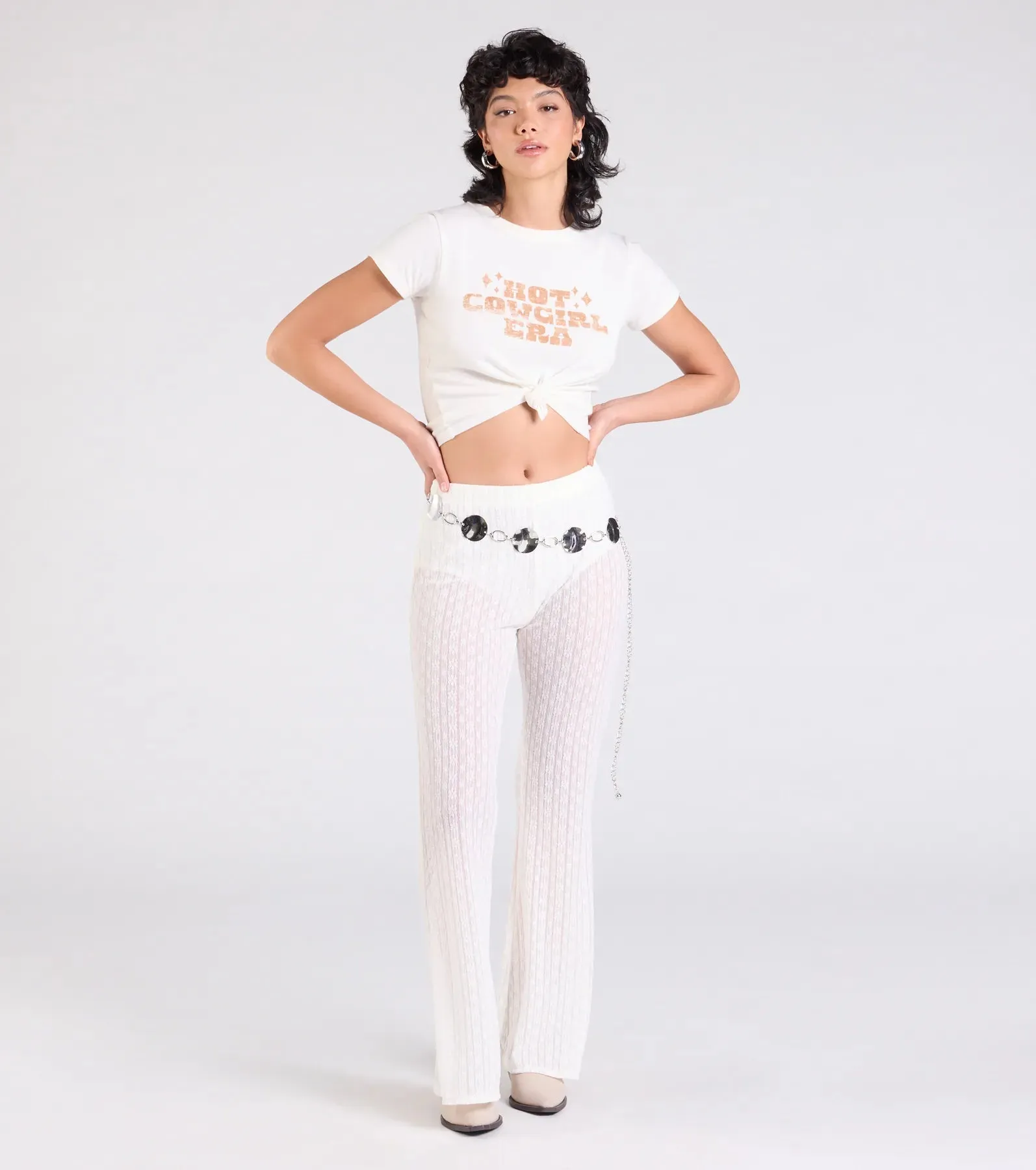 Bohemian Chic Sheer Lace Flare Pants