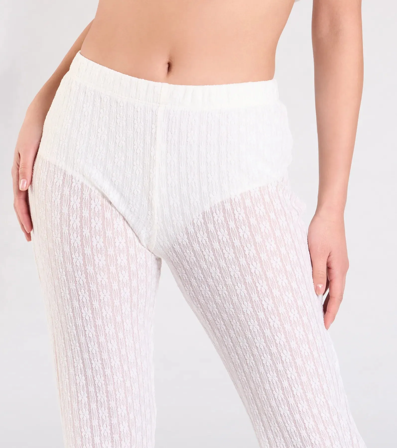 Bohemian Chic Sheer Lace Flare Pants