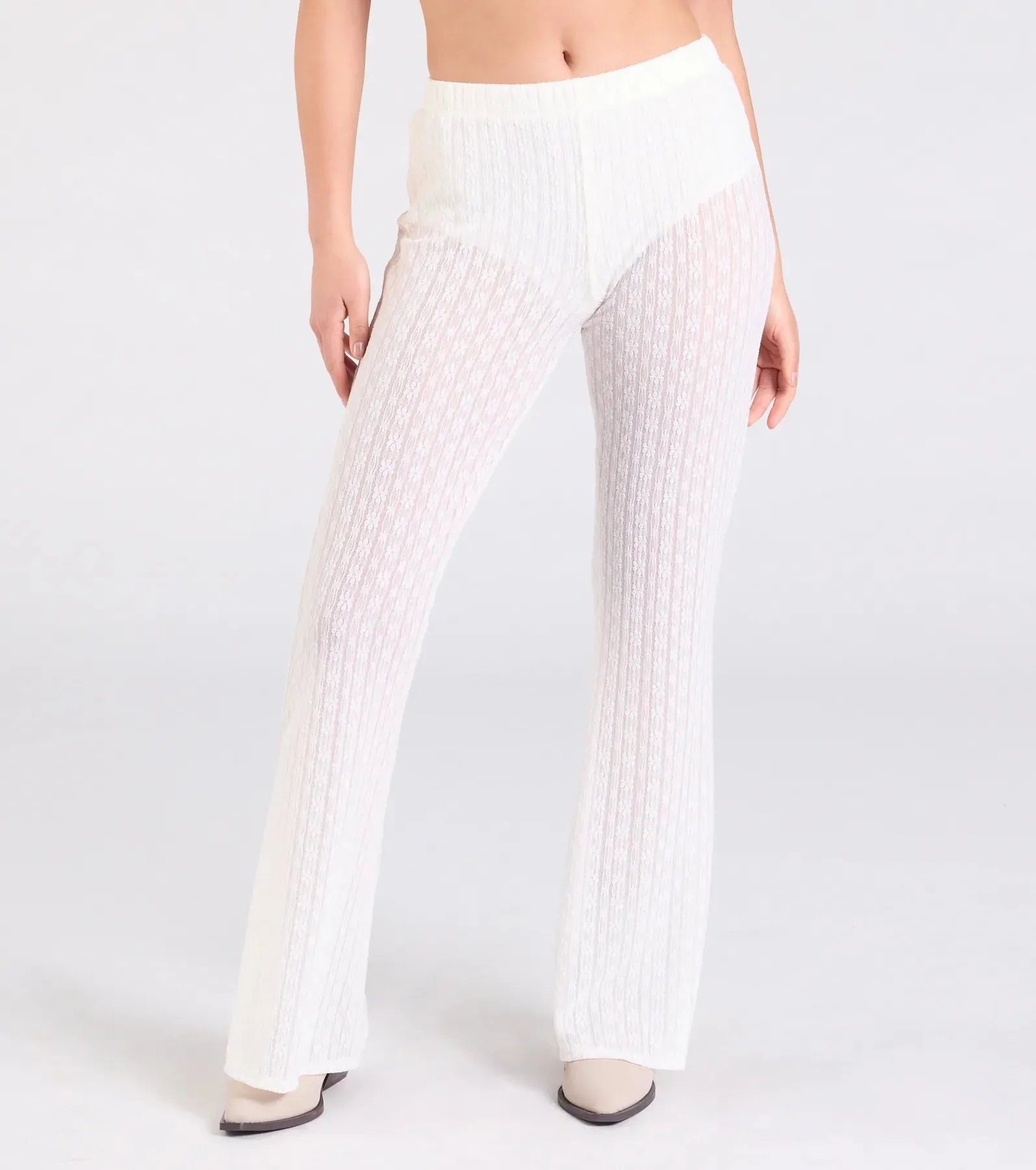 Bohemian Chic Sheer Lace Flare Pants