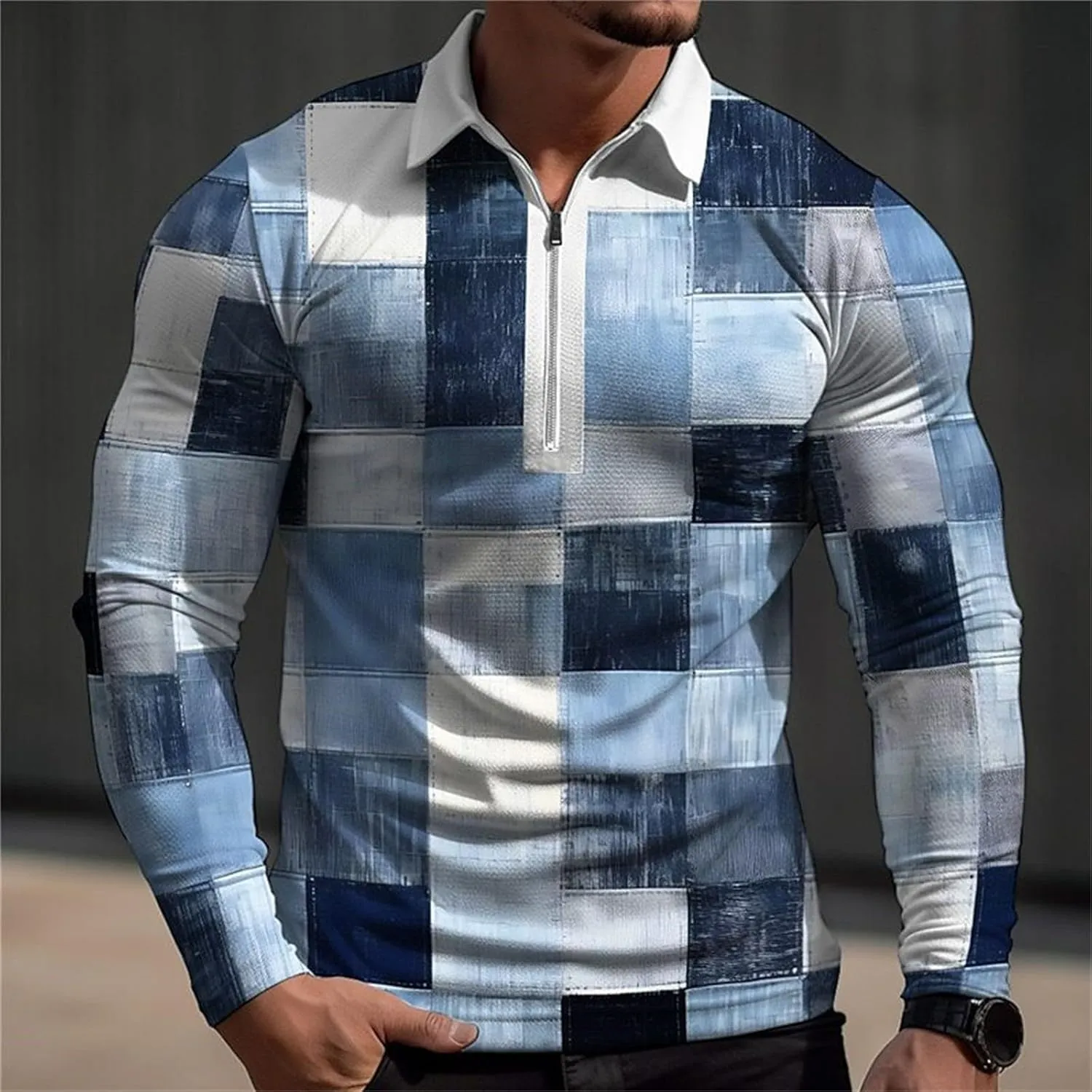 Casual Shirts for Men Long Sleeve Print Full Print Long Sleeved Button Up T Shirt Men's Long Sleeve Tee Shirts 34x34