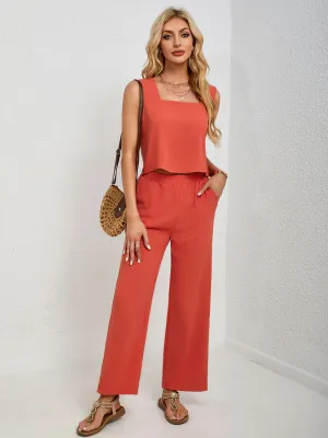 Chic Square Neck Tank & Pants Set