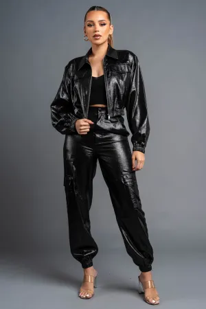 CHIC ZIPUP JACKET & CARGO PANTS SET