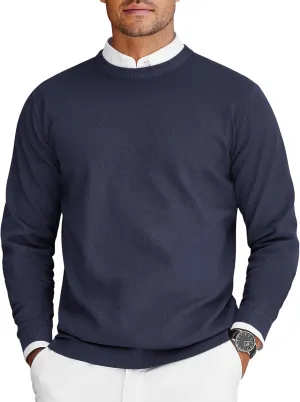COOFANDY Mens Crew Neck Sweaters Long Sleeve Lightweight Knit Dress Pullover Sweaters