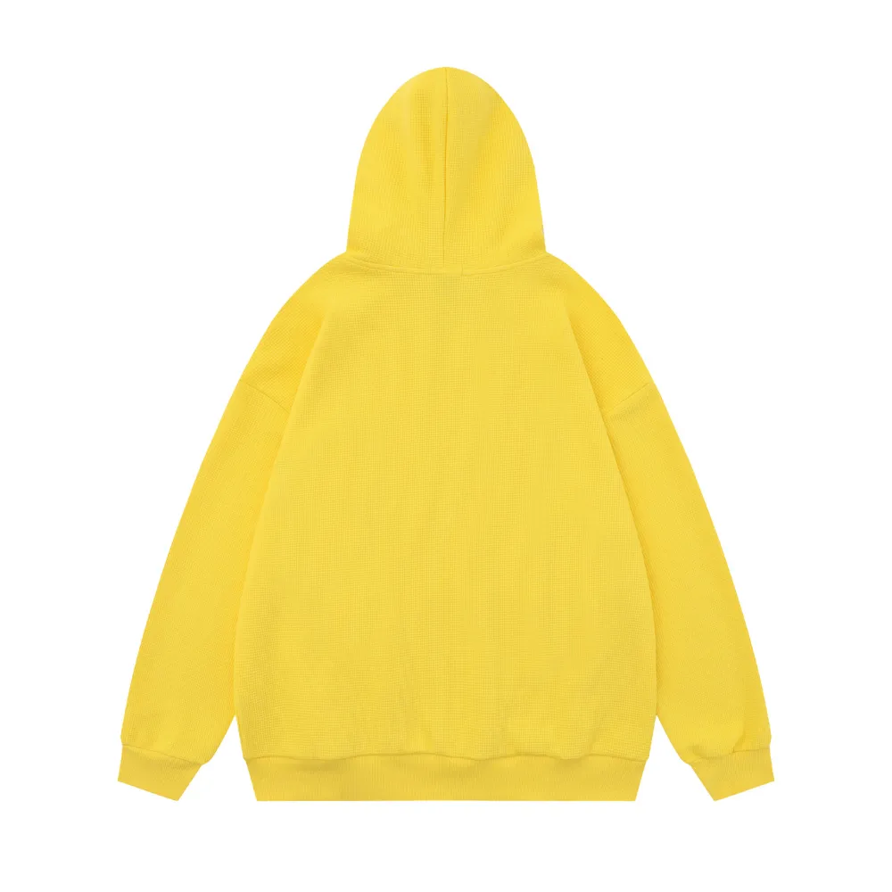 Cute Star Waffle Fabric Zipper Hoodies
