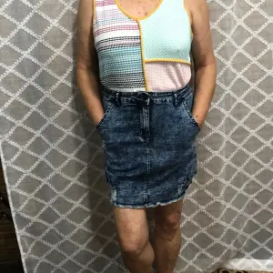 Distressed Denim Skirt
