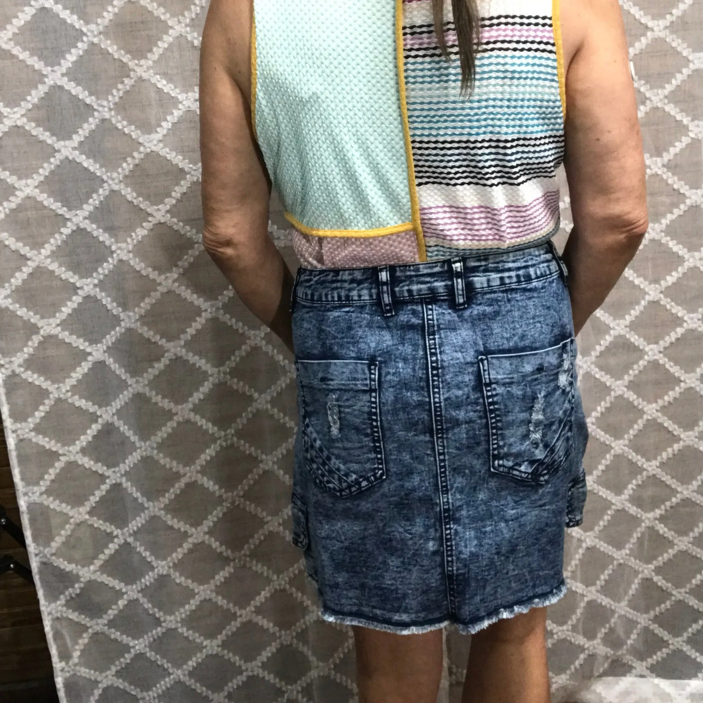 Distressed Denim Skirt