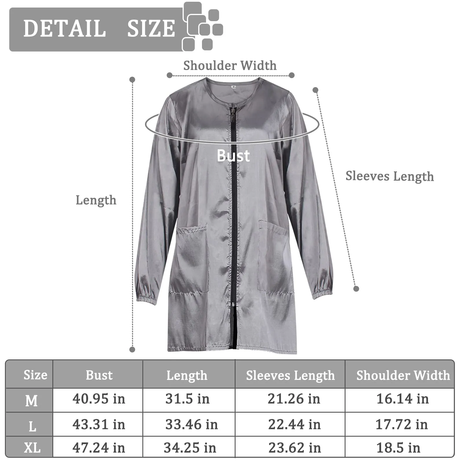 Exttlliy Chameleon Fabric Professional Salon Smock Stylist Jacket Waterproof Haircut Cape Barber Apron (Silver Gray, M)