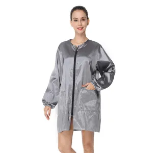 Exttlliy Chameleon Fabric Professional Salon Smock Stylist Jacket Waterproof Haircut Cape Barber Apron (Silver Gray, M)