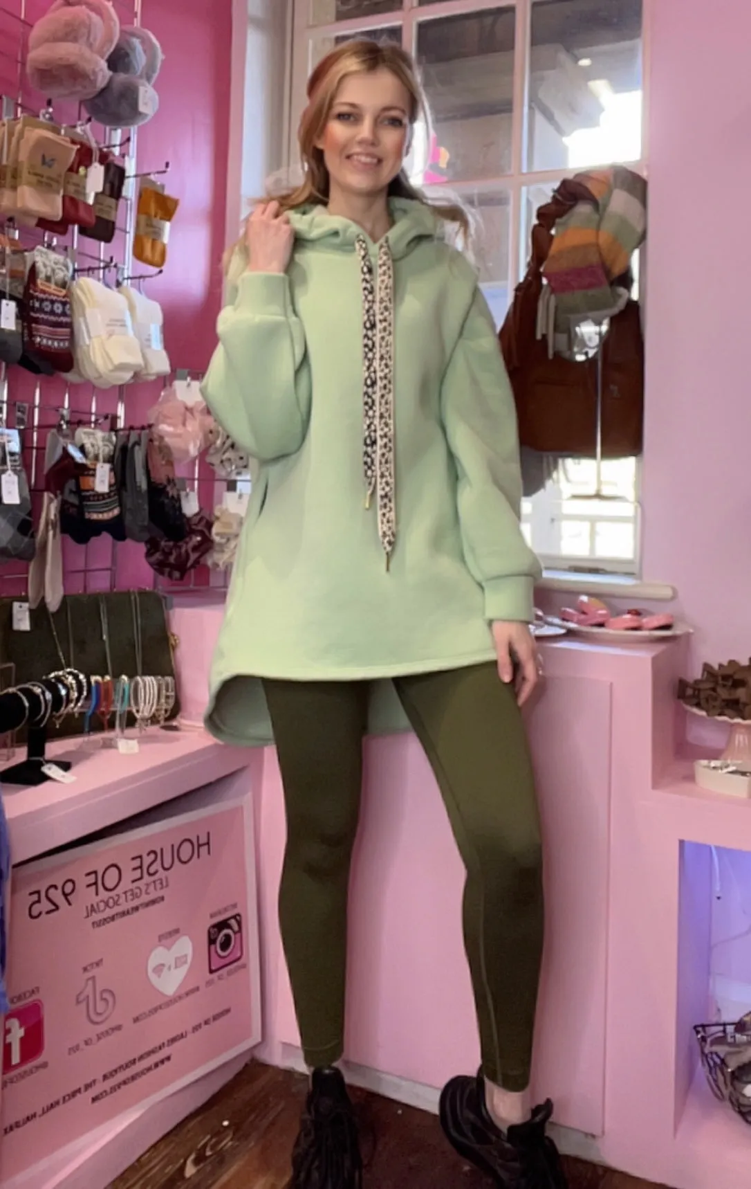 Fleece Lined Hoodie / Mint Green