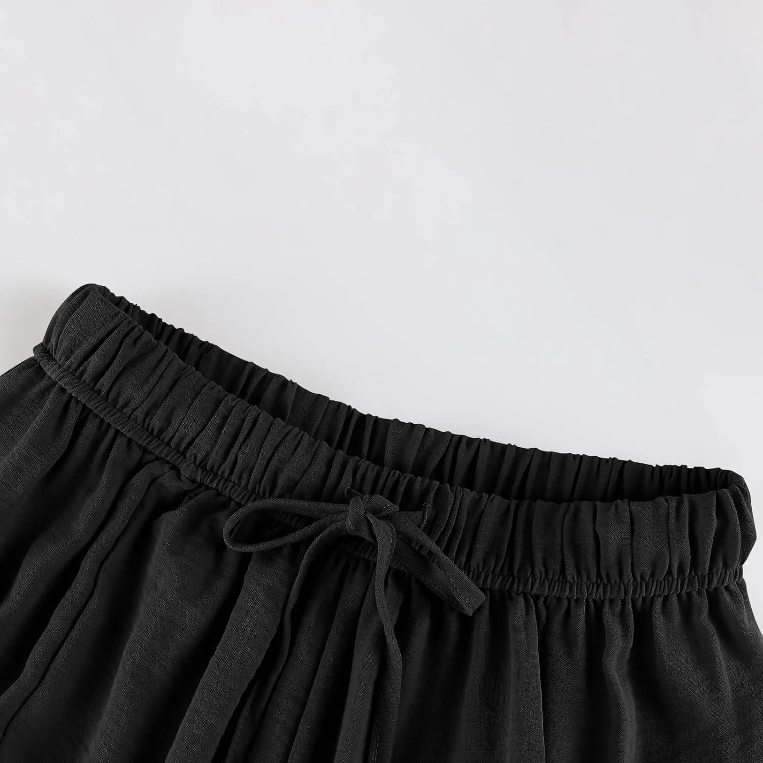 GOFULY Womens Linen Pants Wide Leg Casual High Waisted Casual Pants Drawstring Elastic Waist Summer Solid Clothes Pockets