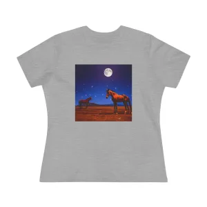 Horses In Moonlight - Relaxed Fit Women's Cotton Tee