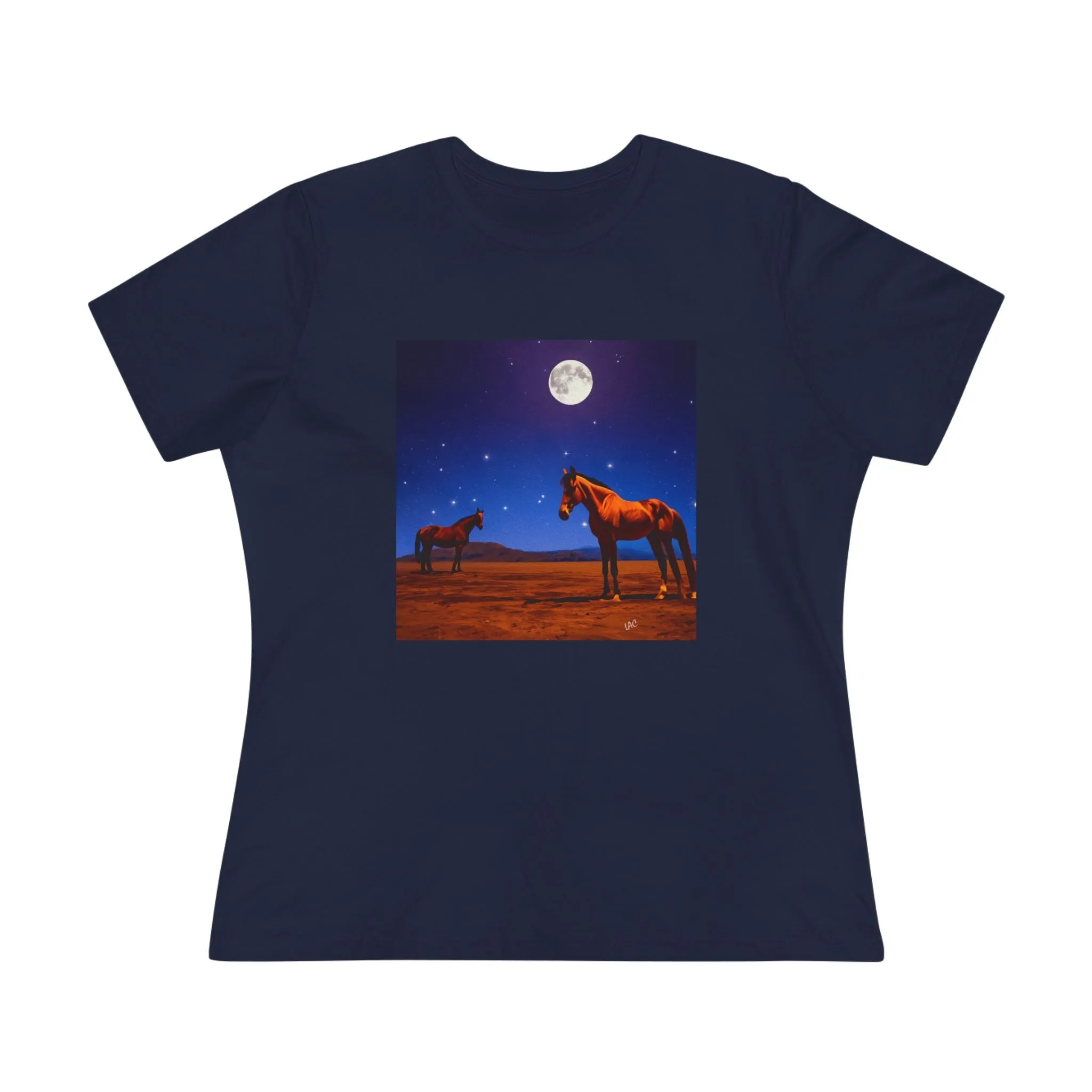 Horses In Moonlight - Relaxed Fit Women's Cotton Tee