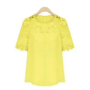 Ketty More Women Short Sleeves Formal Wear Crochet Lace Blouse-KMWSB783