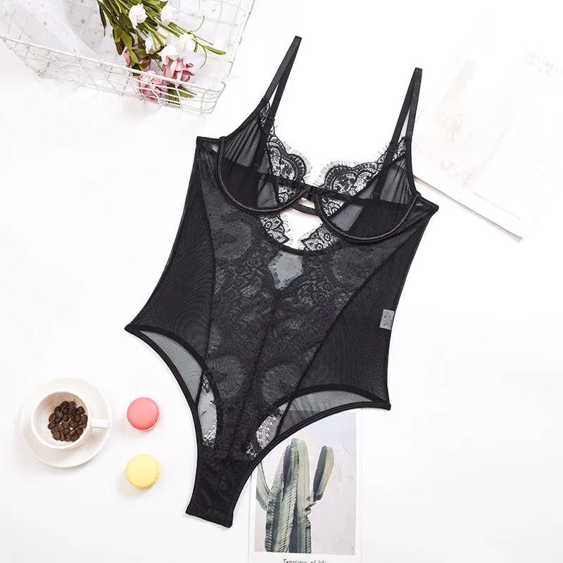 Lace Mesh Jumpsuit  Sexy Sling One-Piece Lingerie for Women