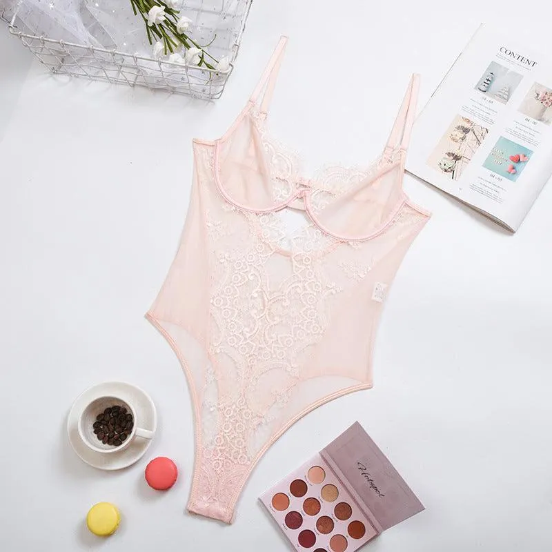 Lace Mesh Jumpsuit  Sexy Sling One-Piece Lingerie for Women
