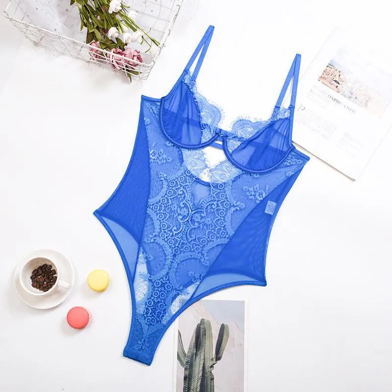 Lace Mesh Jumpsuit  Sexy Sling One-Piece Lingerie for Women