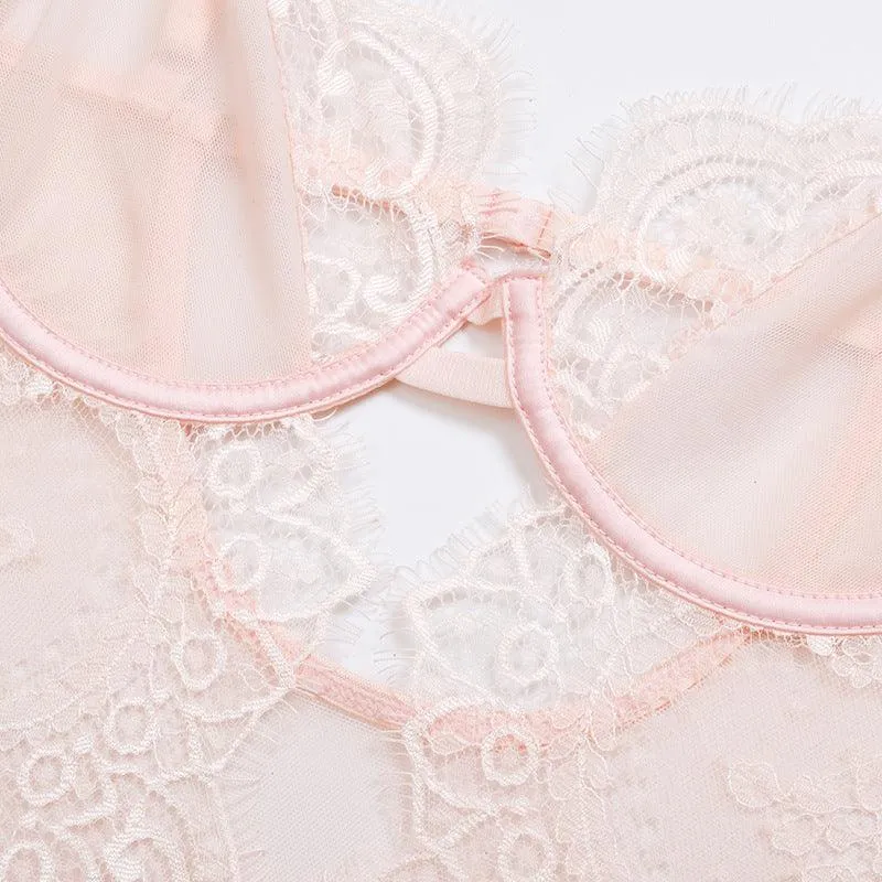 Lace Mesh Jumpsuit  Sexy Sling One-Piece Lingerie for Women