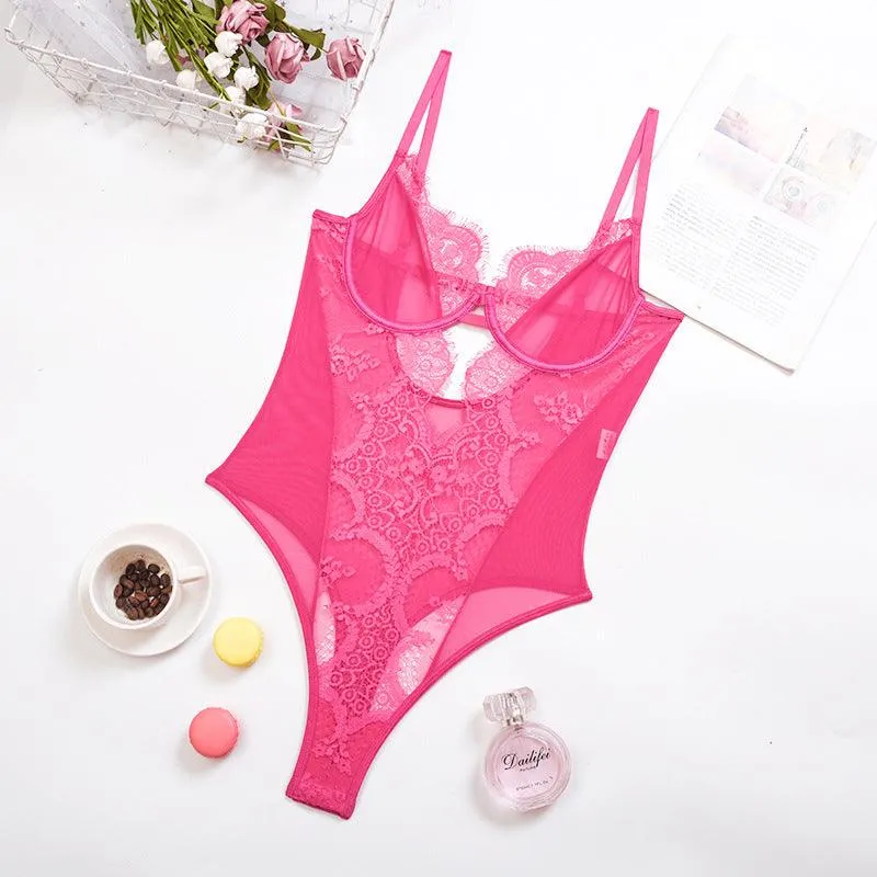 Lace Mesh Jumpsuit  Sexy Sling One-Piece Lingerie for Women