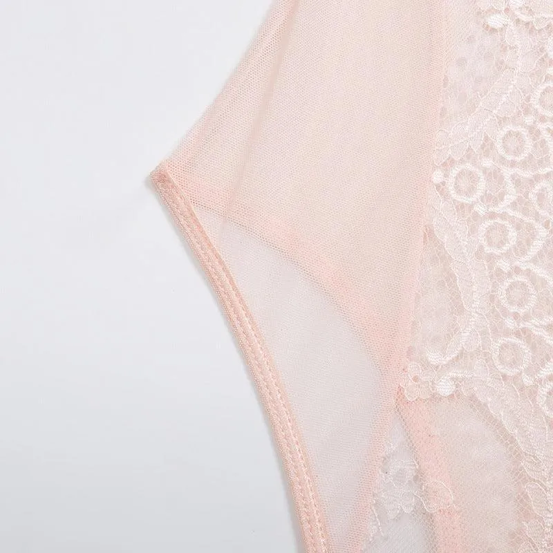 Lace Mesh Jumpsuit  Sexy Sling One-Piece Lingerie for Women