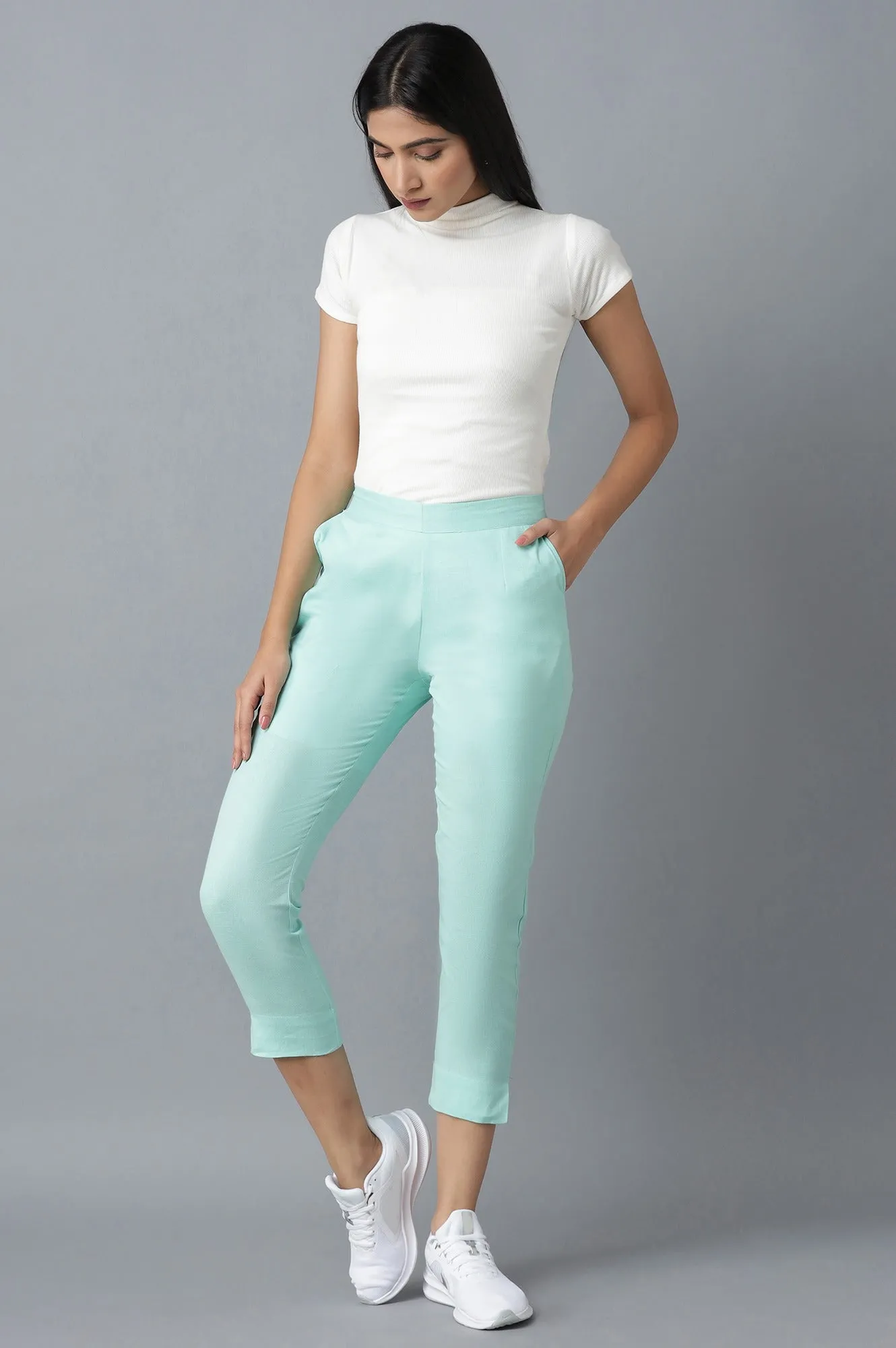 Light Blue Cotton Trouser