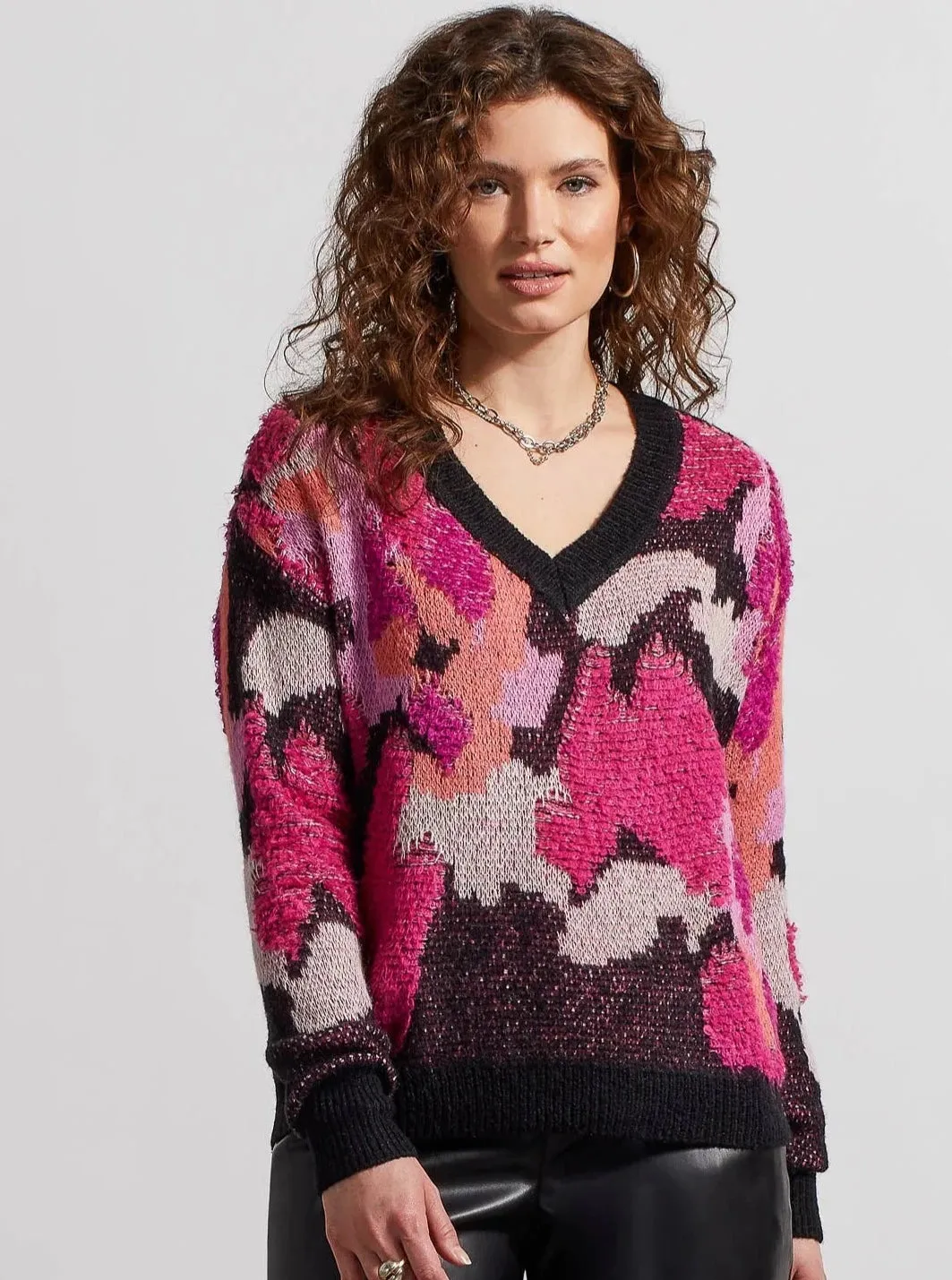 Long Sleeve V Neck Sweater [Black-5302O]