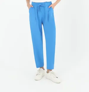 Modern Muslim Women's High Waisted Tapered Casual Pants - 18102 Blue