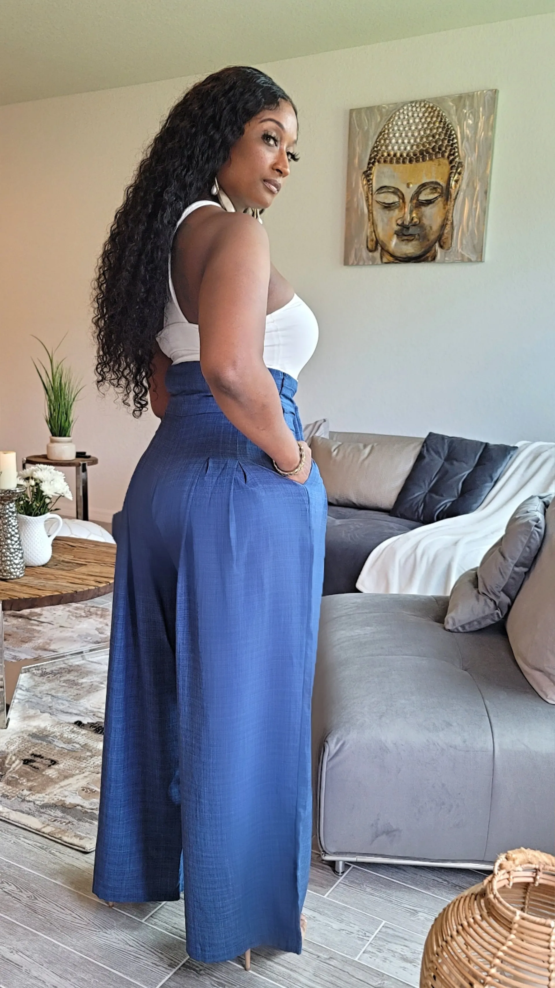 Office Type Palazzo Pants | Denim