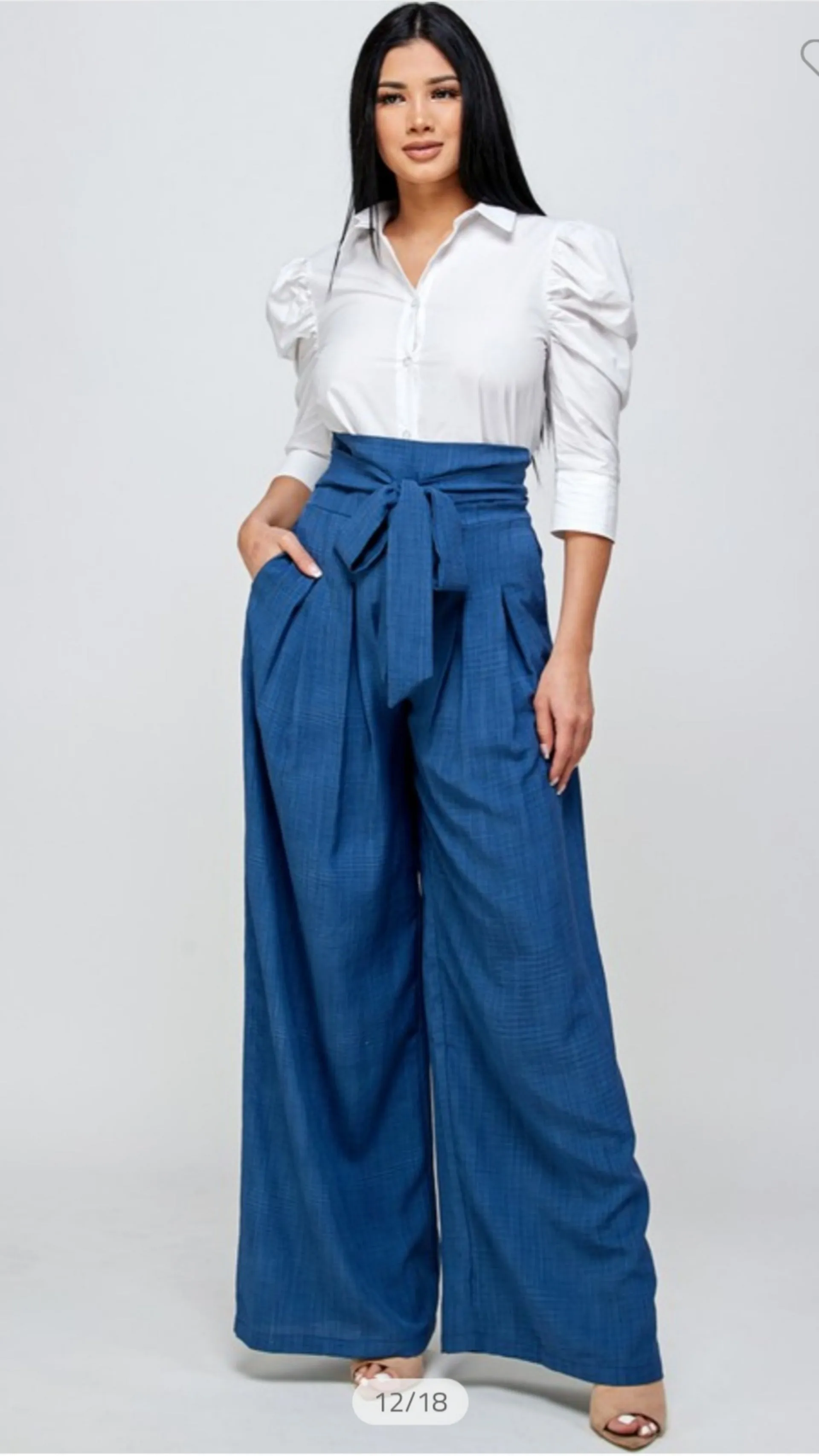 Office Type Palazzo Pants | Denim