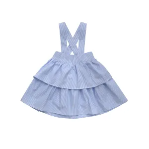 Parni Blue Stripe Tiered Skirt