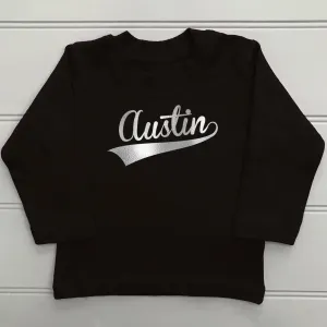 Personalised Foil Name Baby T-Shirt Long Sleeve
