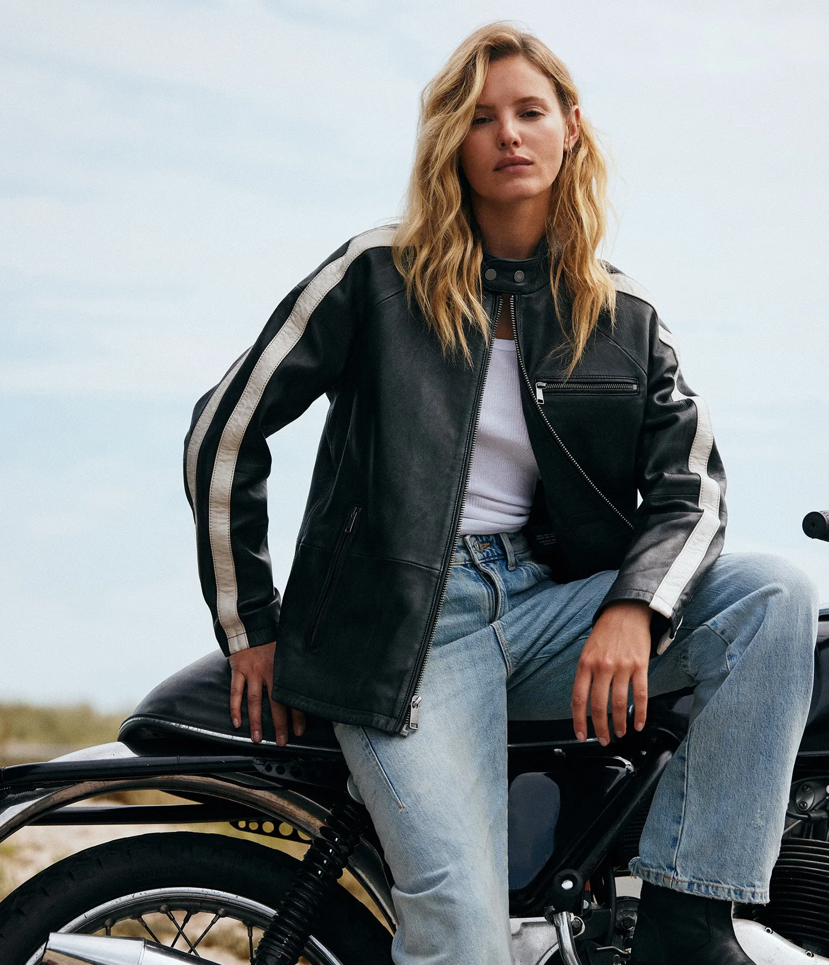 Presley Oversized Striped Boyfriend Racer Jacket