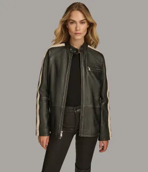 Presley Oversized Striped Boyfriend Racer Jacket