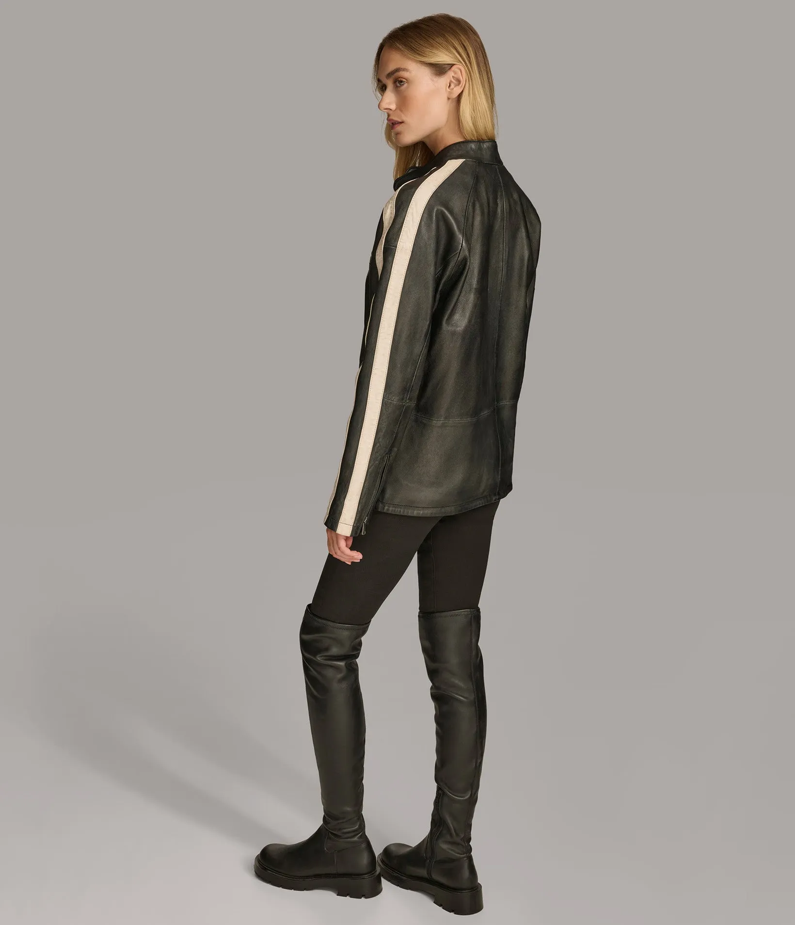 Presley Oversized Striped Boyfriend Racer Jacket