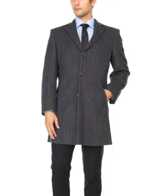 Prontomoda Men's Gray Luxury Wool/Cashmere Three-quarter Length Topcoat-CLEARANCE - FINAL SALE