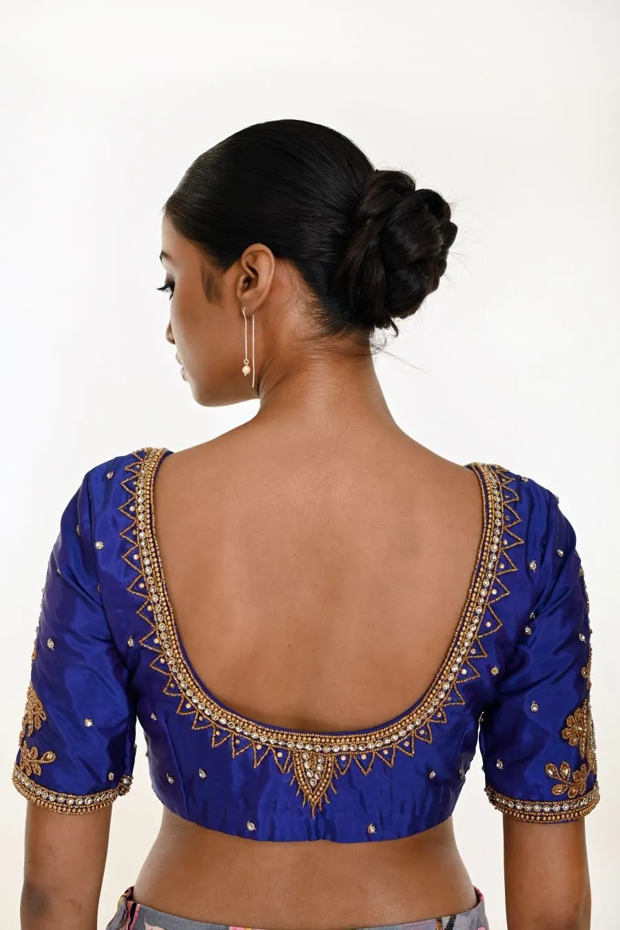 Royal Blue Pure Silk Hand Embroidered Blouse