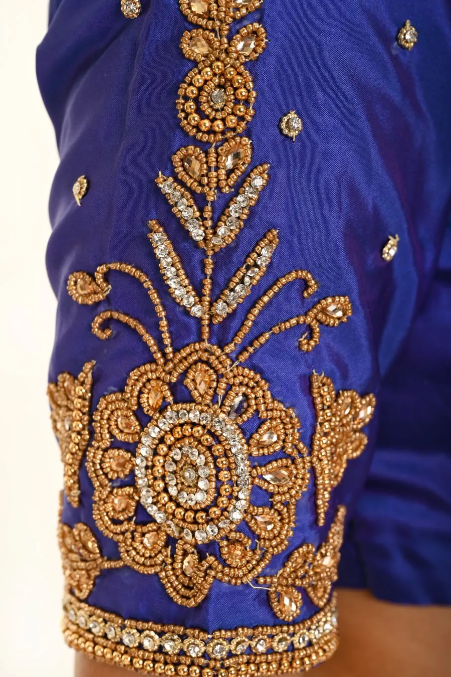 Royal Blue Pure Silk Hand Embroidered Blouse