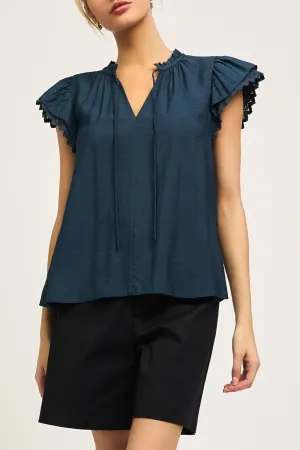 ruffle   crochet trim blouse