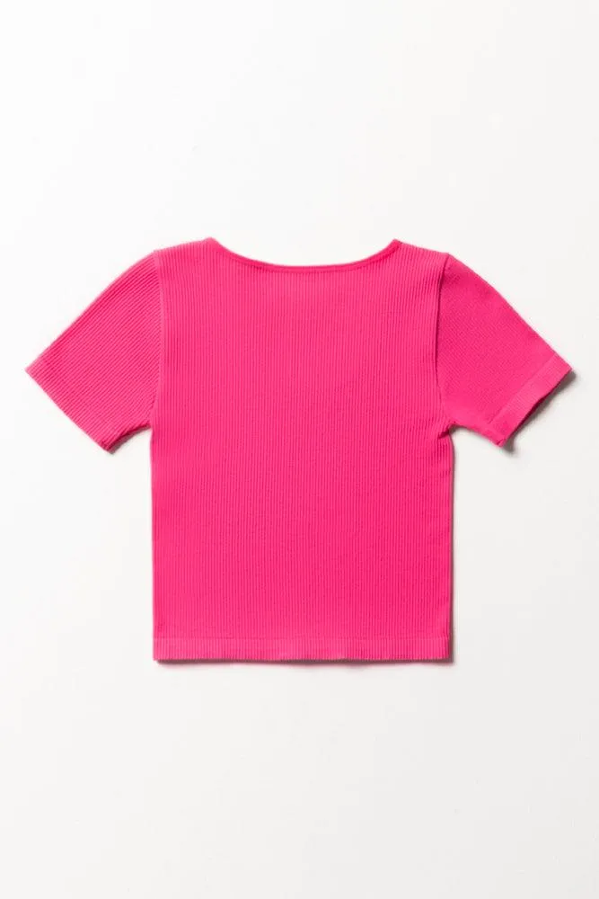 Seamless Short Sleeve T-Shirt Bright Pink