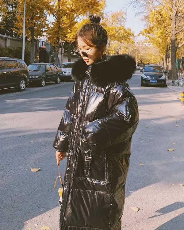 Shiny Gloss Mid-Length Padded Winter Women's Coat