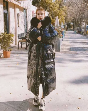 Shiny Gloss Mid-Length Padded Winter Women's Coat