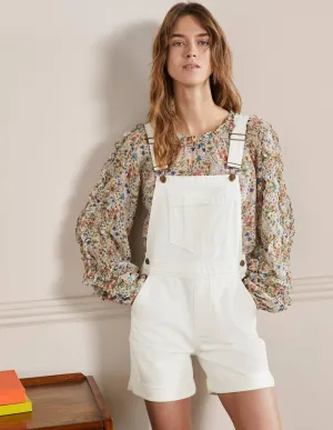 Short Relaxed Leg Dungarees-Ecru