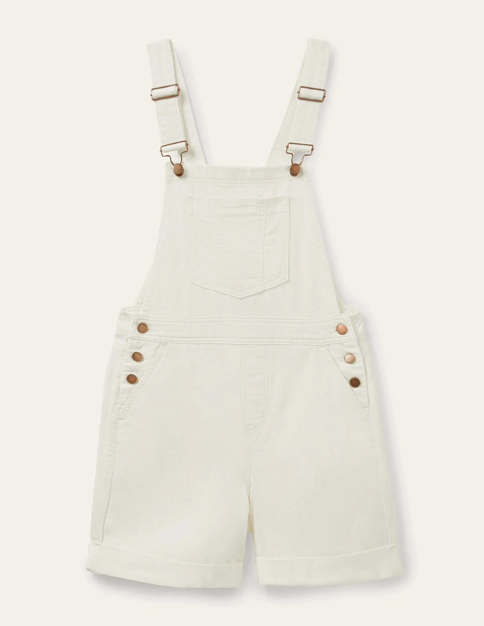 Short Relaxed Leg Dungarees-Ecru