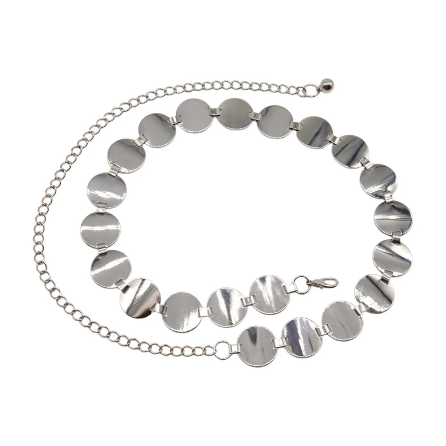 Silver Metal Chain Belt Circle Round Charm S M