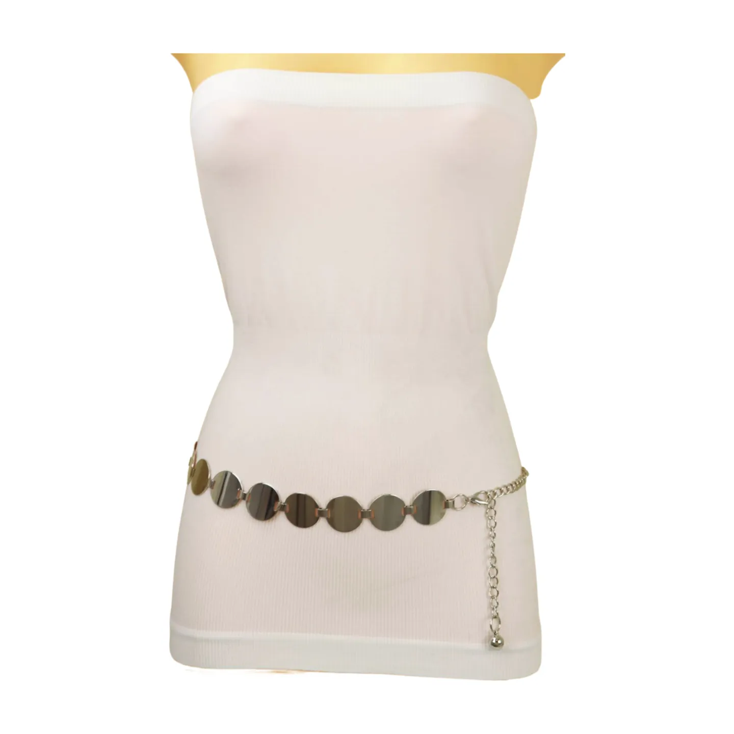 Silver Metal Chain Belt Circle Round Charm S M
