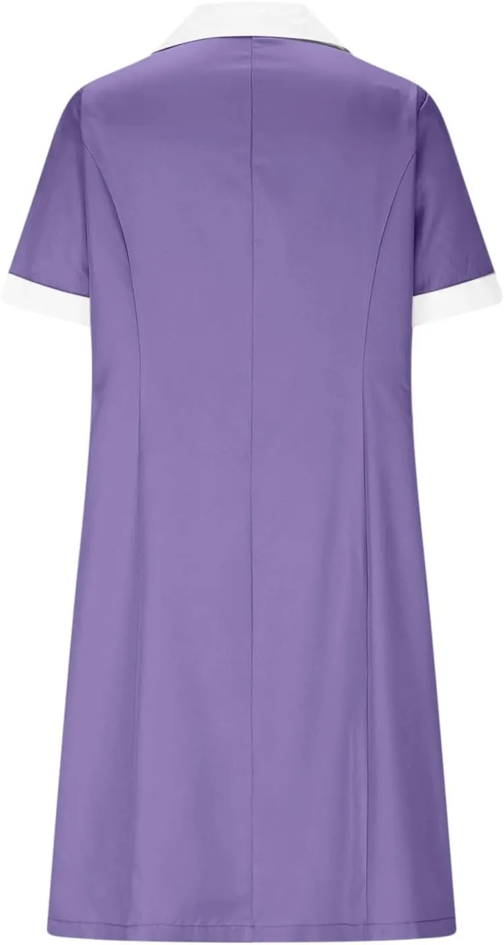 Summer Midi Dress for Women Short Sleeve Button Down Dress Lightweight Trendy Dress Collared Summer Dresses